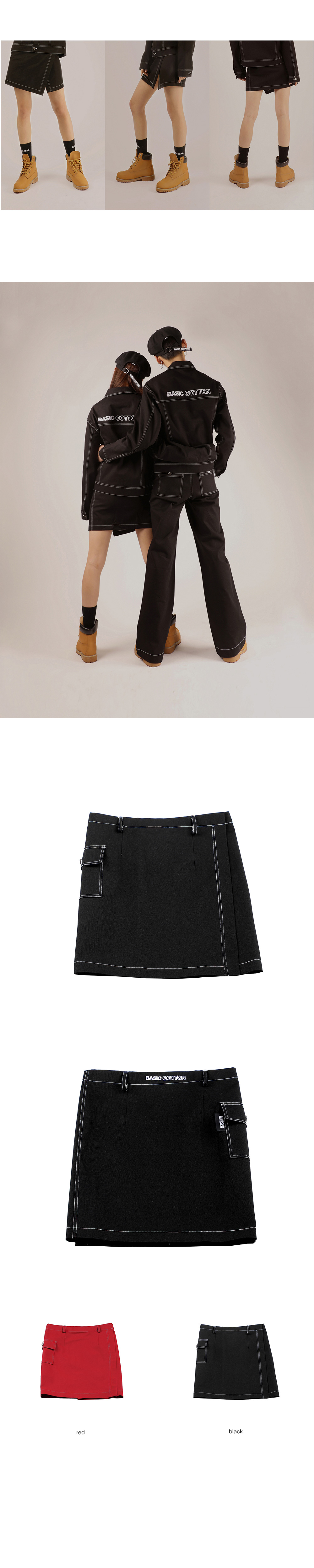 ステッチラインミニラップスカート(ブラック) | 詳細画像3