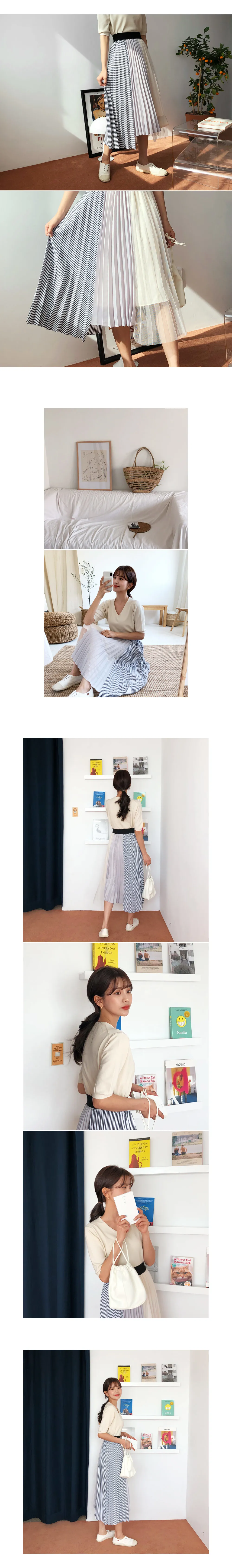 コントラストプリーツスカート・全2色 | DHOLIC | 詳細画像2