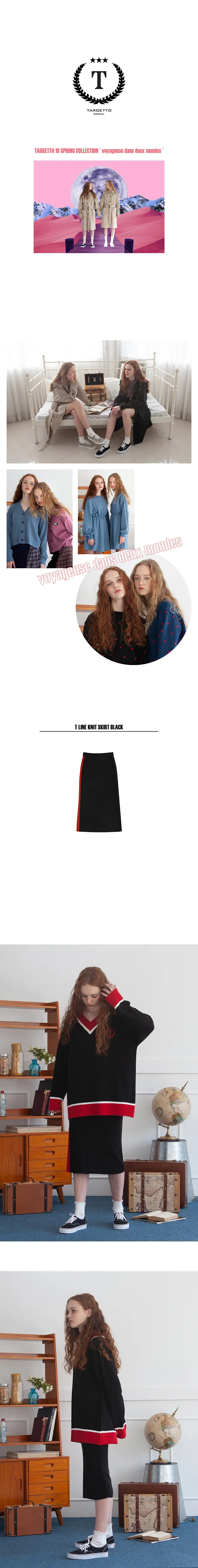 サイドカラーラインスリットスカート(ブラック) | 詳細画像2