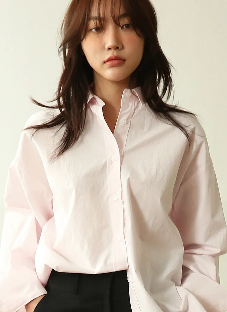 サイドスリットオーバーサイズシャツ(ピンク) | 詳細画像1