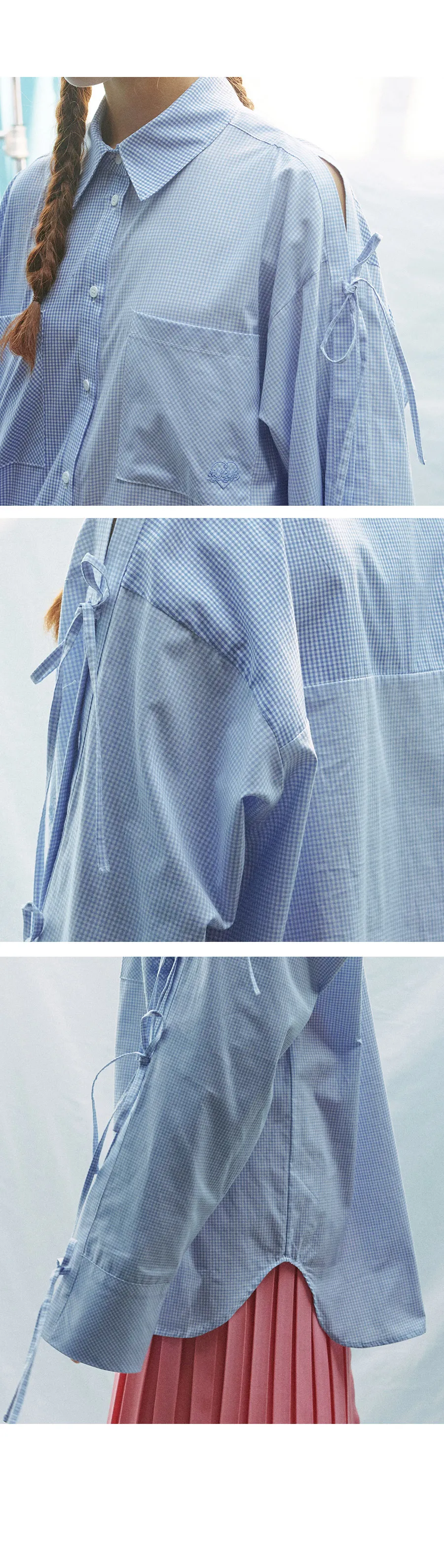 リボンディティールチェックシャツ(ブルー) | 詳細画像6