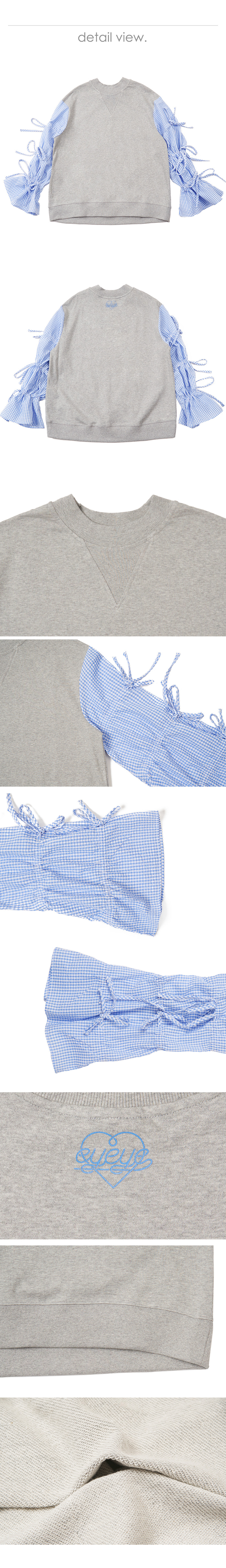 チェックリボンスリーブスウェットシャツ(ブルー) | 詳細画像6
