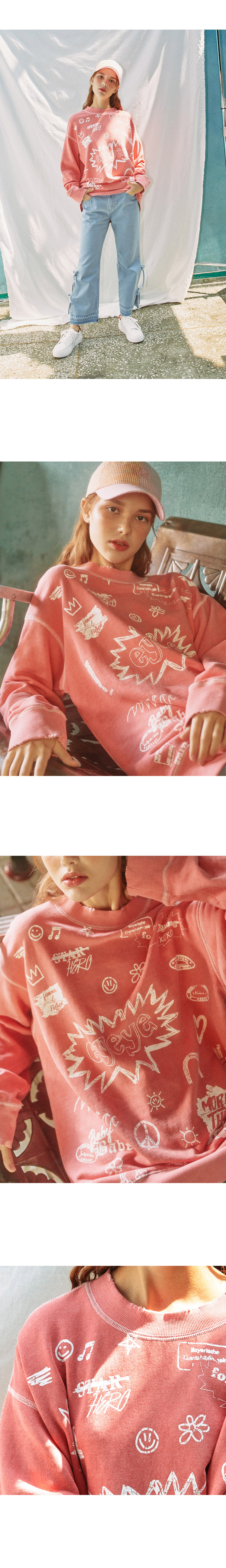 グラフィックプリントスウェットシャツ(ピンク) | 詳細画像4