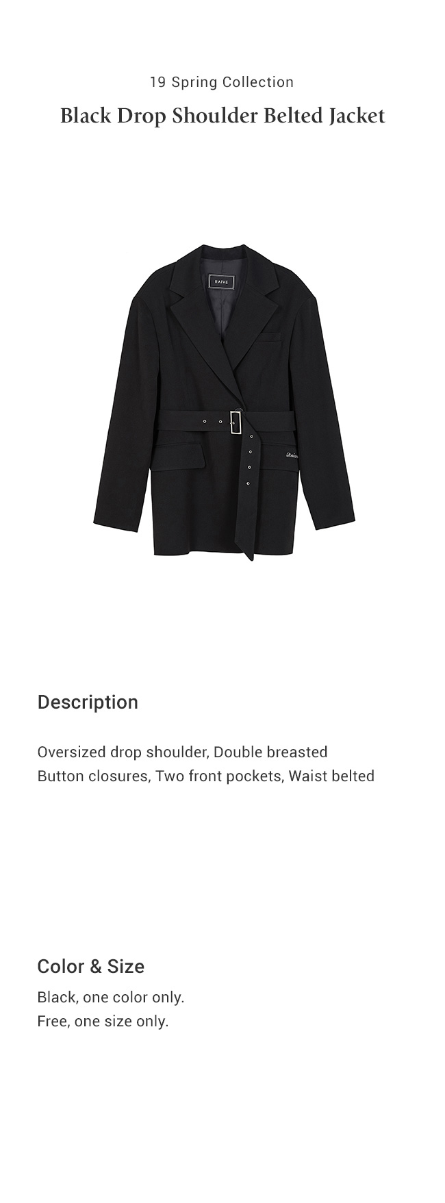 ドロップショルダーベルトジャケット(ブラック) | 詳細画像4