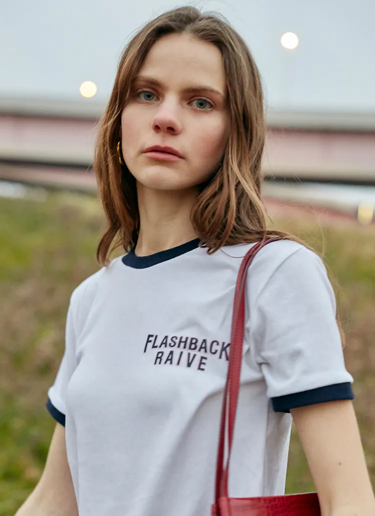 FLASHBACKリンガーTシャツ(オフホワイト/ネイビー) | 詳細画像1