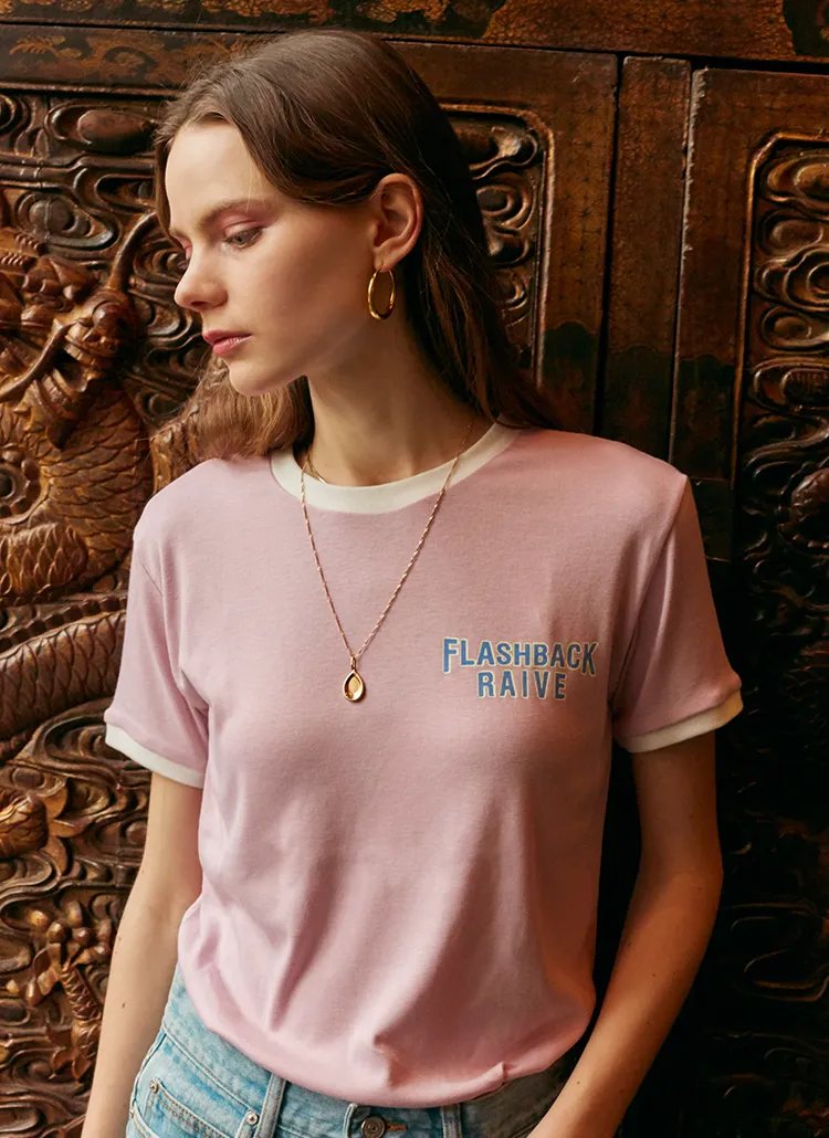 FLASHBACKリンガーTシャツ(ピンク) | 詳細画像1