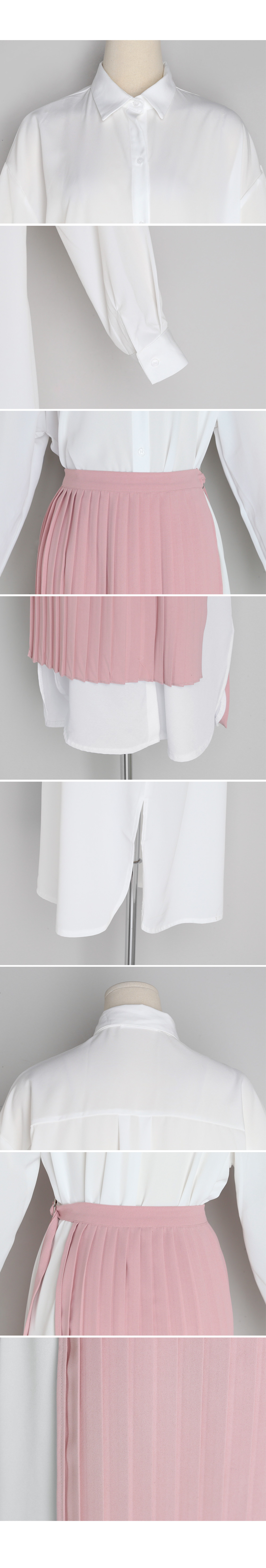 サイドタイプリーツスカート&ホワイトロングシャツSET・全2色 | DHOLIC PLUS | 詳細画像7