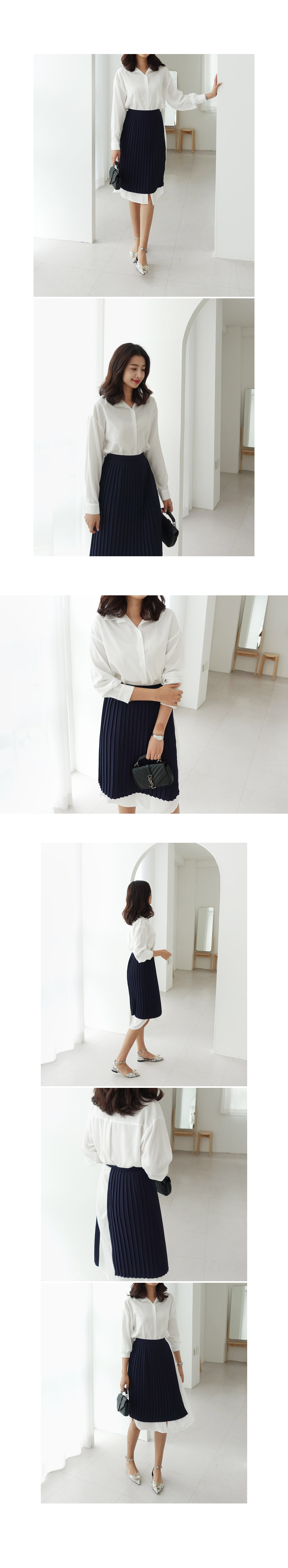 サイドタイプリーツスカート&ホワイトロングシャツSET・全2色 | DHOLIC PLUS | 詳細画像2