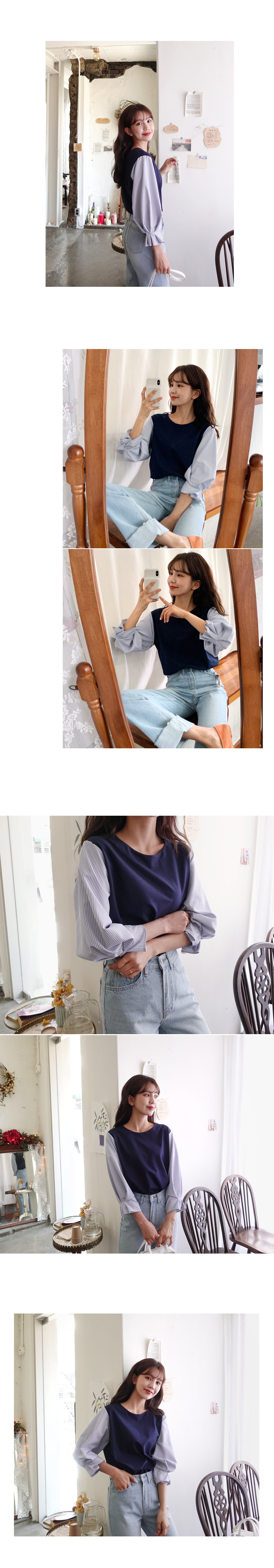 ストライプタックスリーブTシャツ・全2色 | DHOLIC | 詳細画像3