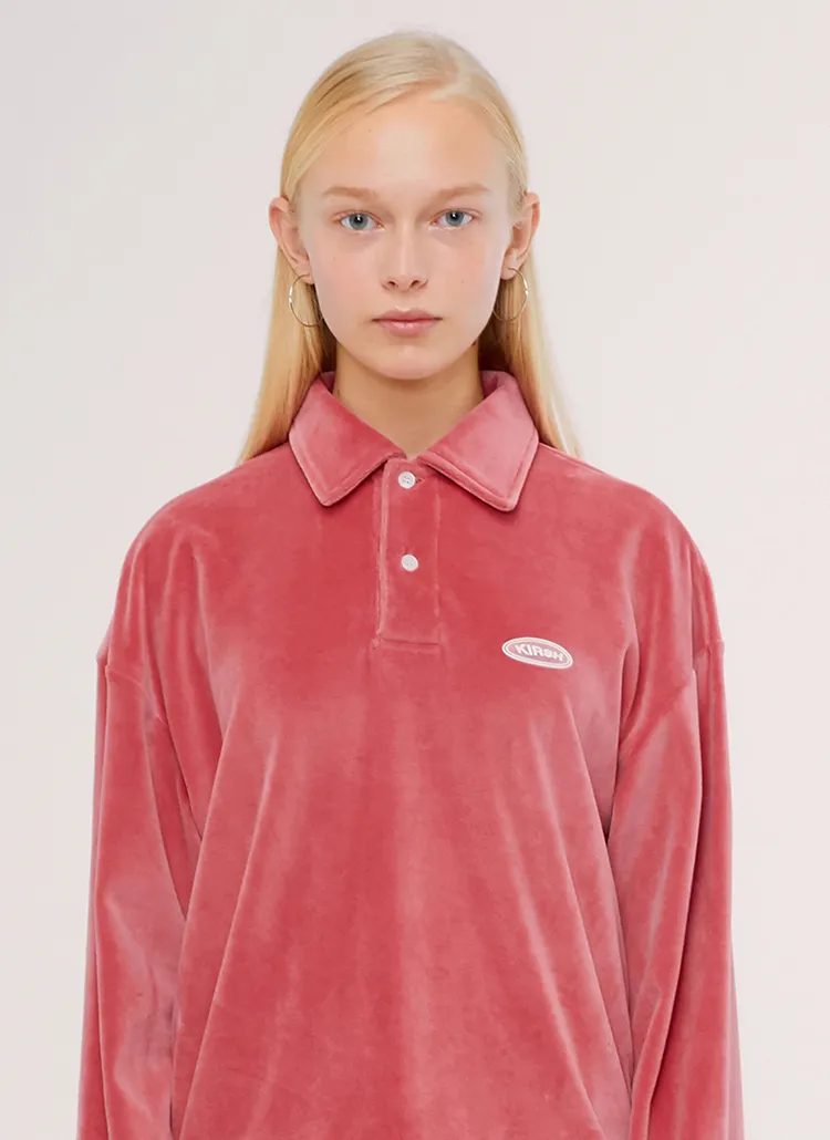 ベロアポロカラーロゴシャツ(ピンク) | 詳細画像1