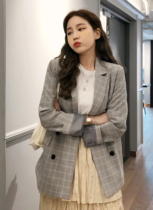 チェックダブルジャケット | cherryville | 詳細画像1