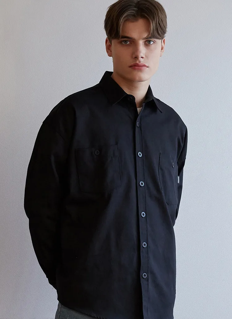 オーバーフィット2ポケットシャツ(ブラック) | 詳細画像1