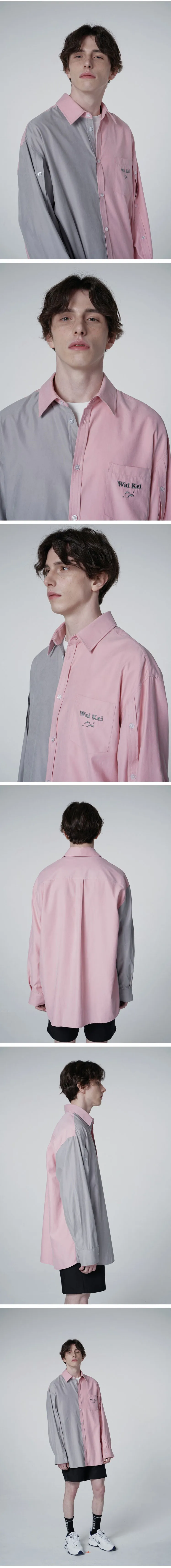 ハーフデザインシャツ(ピンクグレー) | 詳細画像3