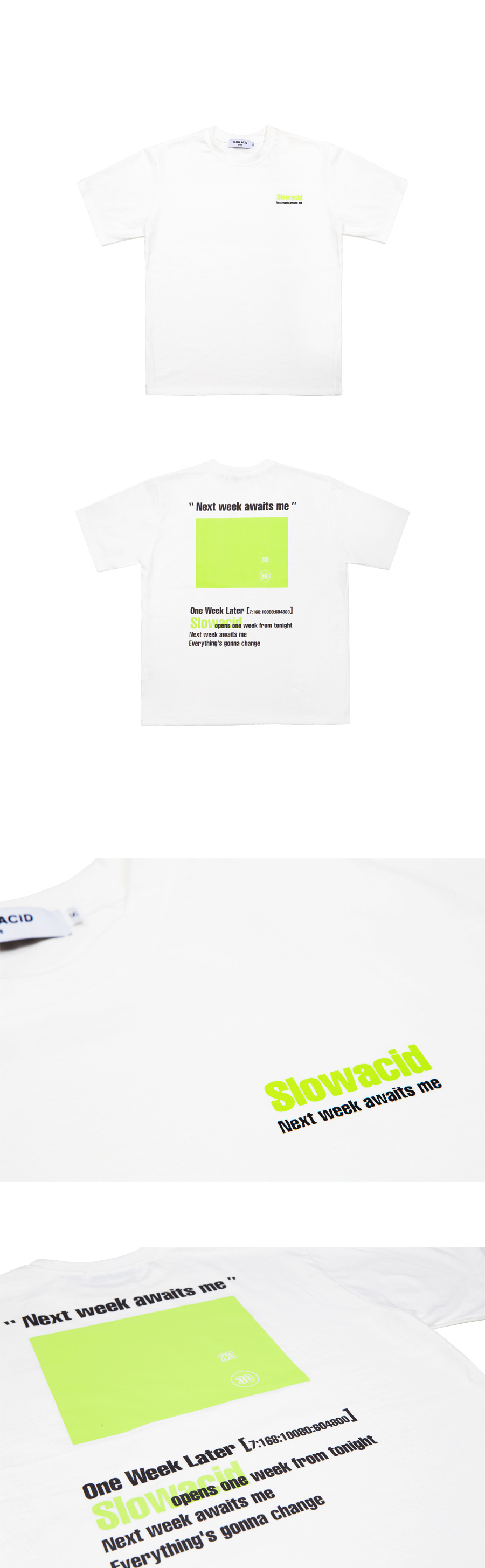 Neon Calendar半袖Tシャツ(ホワイト) | 詳細画像4
