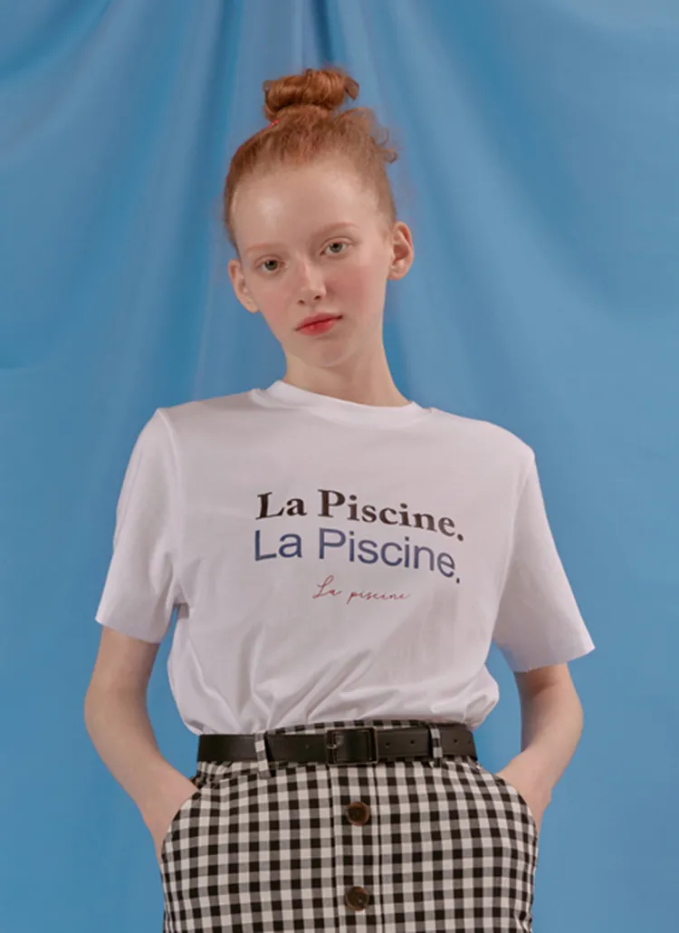 LA PISCINEプリント半袖Tシャツ(ホワイト) | 詳細画像1