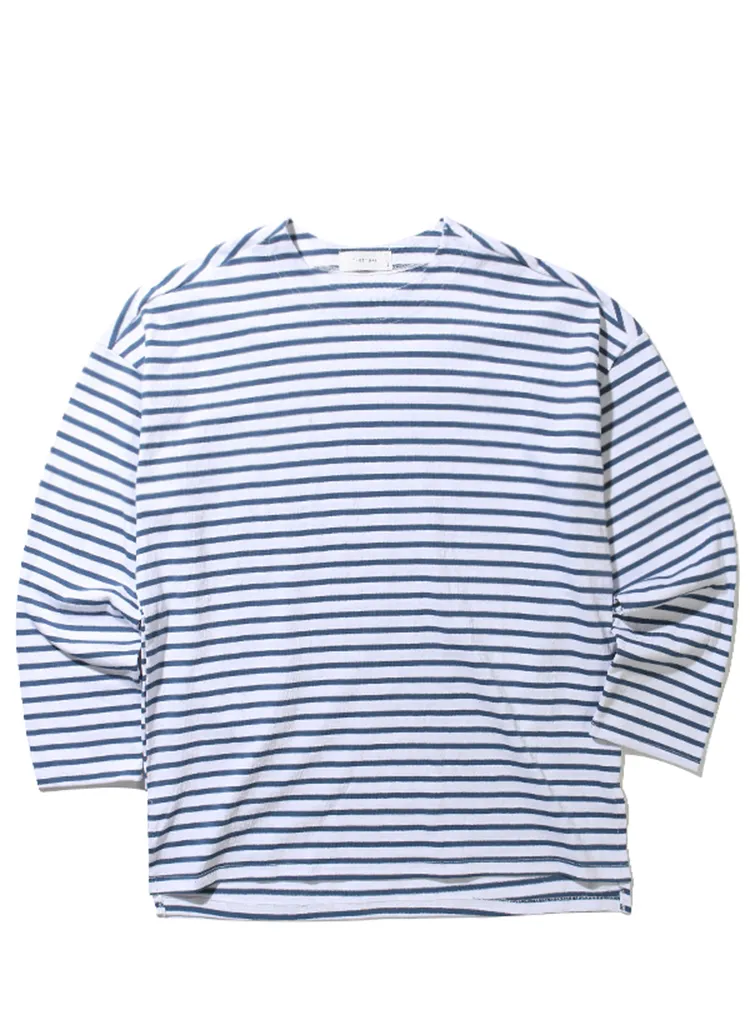 オーバードロップボーダーTシャツ(ホワイト/ブルー) | 詳細画像1