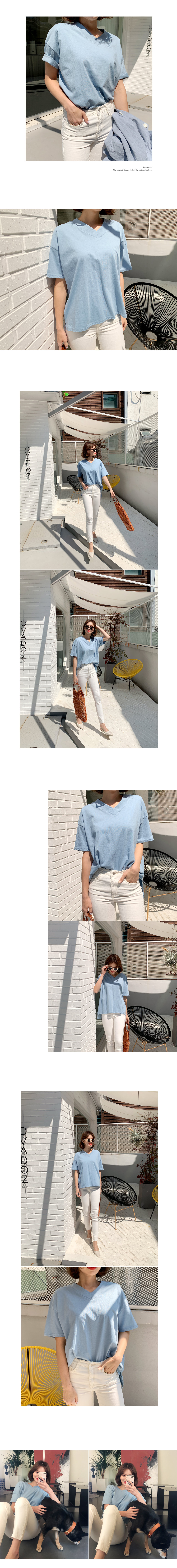 アンバランスVネックTシャツ・全7色 | DHOLIC | 詳細画像3
