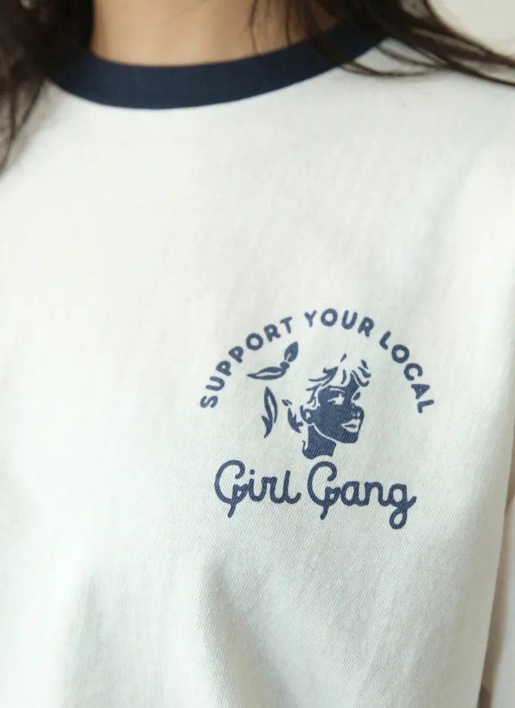 GIRLロゴ長袖Tシャツ(アイボリー) | 詳細画像1