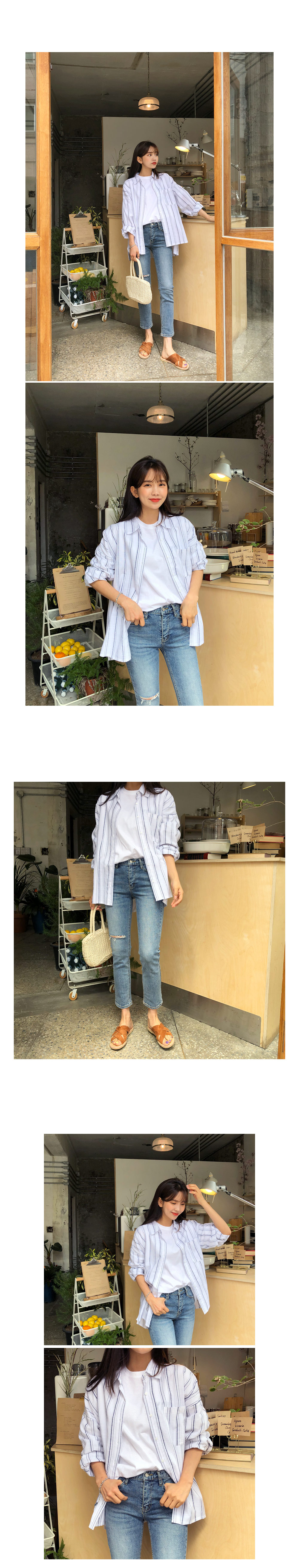 アンバランスヘムストライプポケットシャツ・全3色 | DHOLIC | 詳細画像6