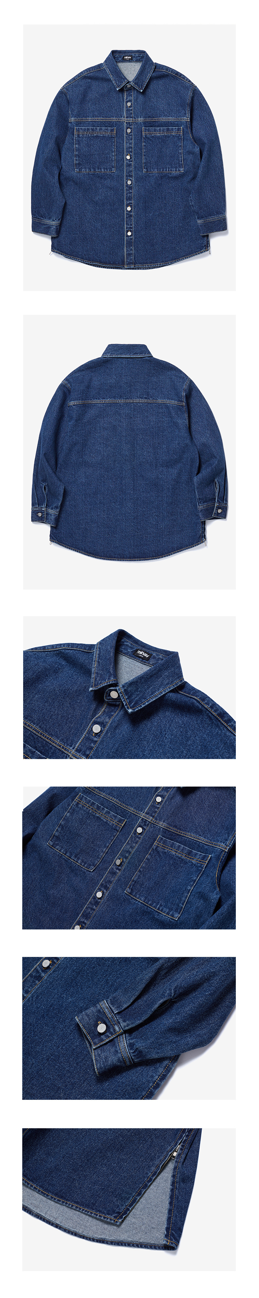 サイドジップデニムシャツジャケット(インディゴ) | 詳細画像3