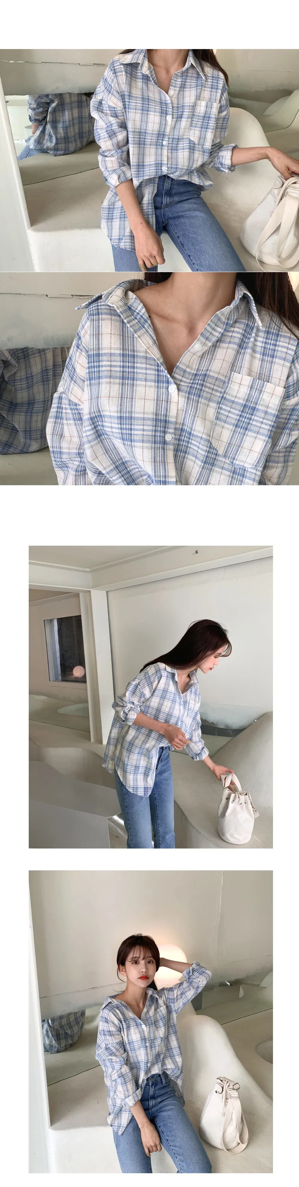 ルーズチェックワンポケットシャツ・全3色 | DHOLIC | 詳細画像3