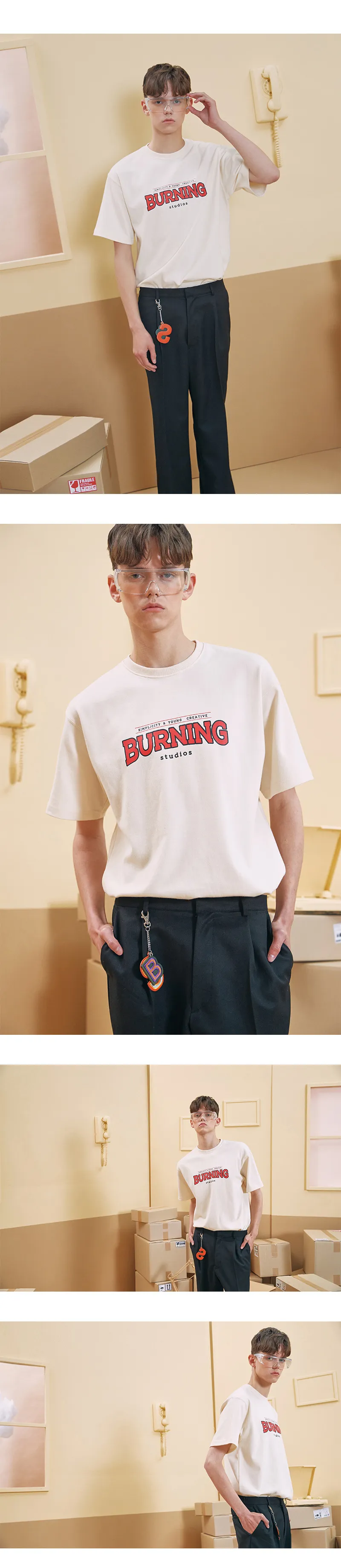 <font color=red><b><予約商品></b></font>BURNINGロゴ半袖Tシャツ(クリーム) | 詳細画像3