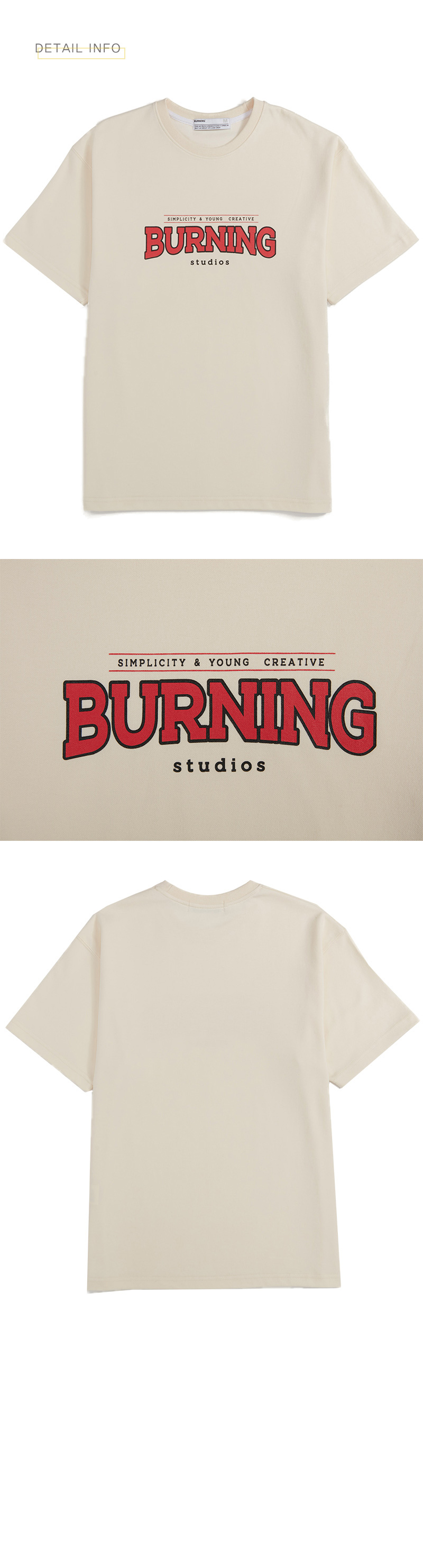 <font color=red><b><予約商品></b></font>BURNINGロゴ半袖Tシャツ(クリーム) | 詳細画像5