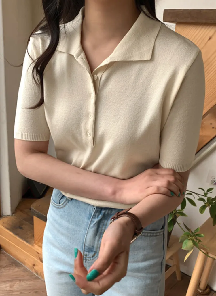 半袖ポロカラーニットTシャツ | laurenhi | 詳細画像1