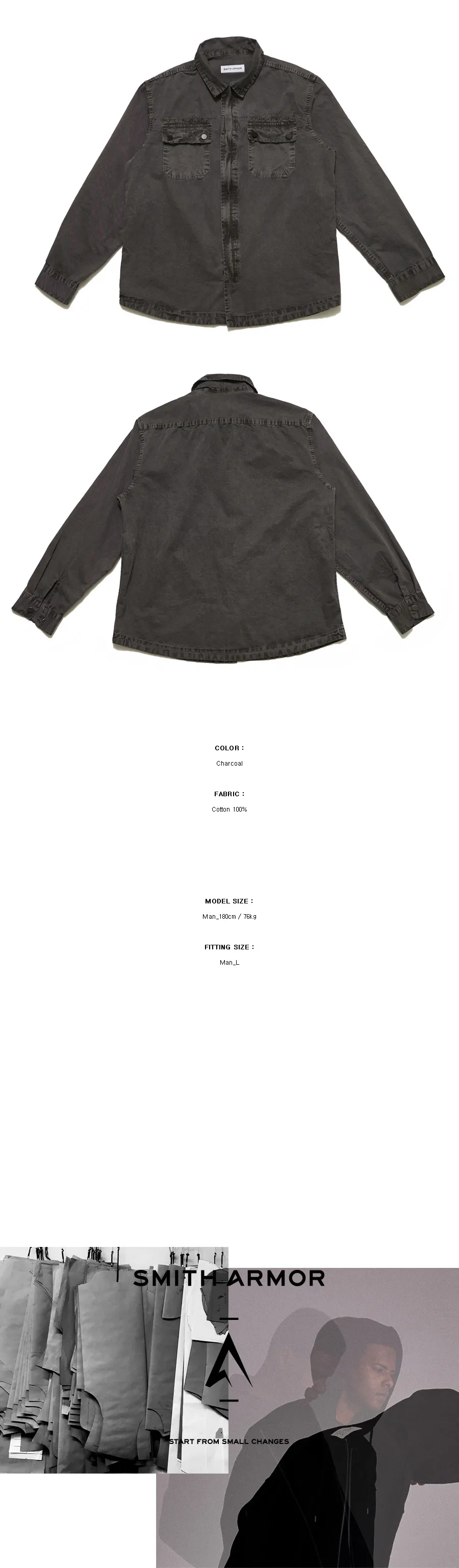 ガーメントダイシャツジャケット(チャコール) | 詳細画像5