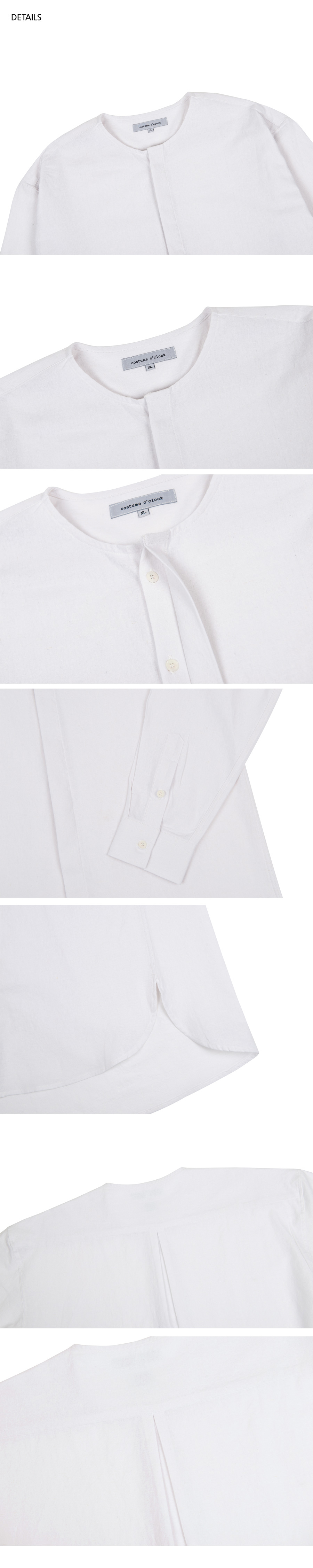 リネンドロップショルダーカラーレスシャツ(ホワイト) | 詳細画像5