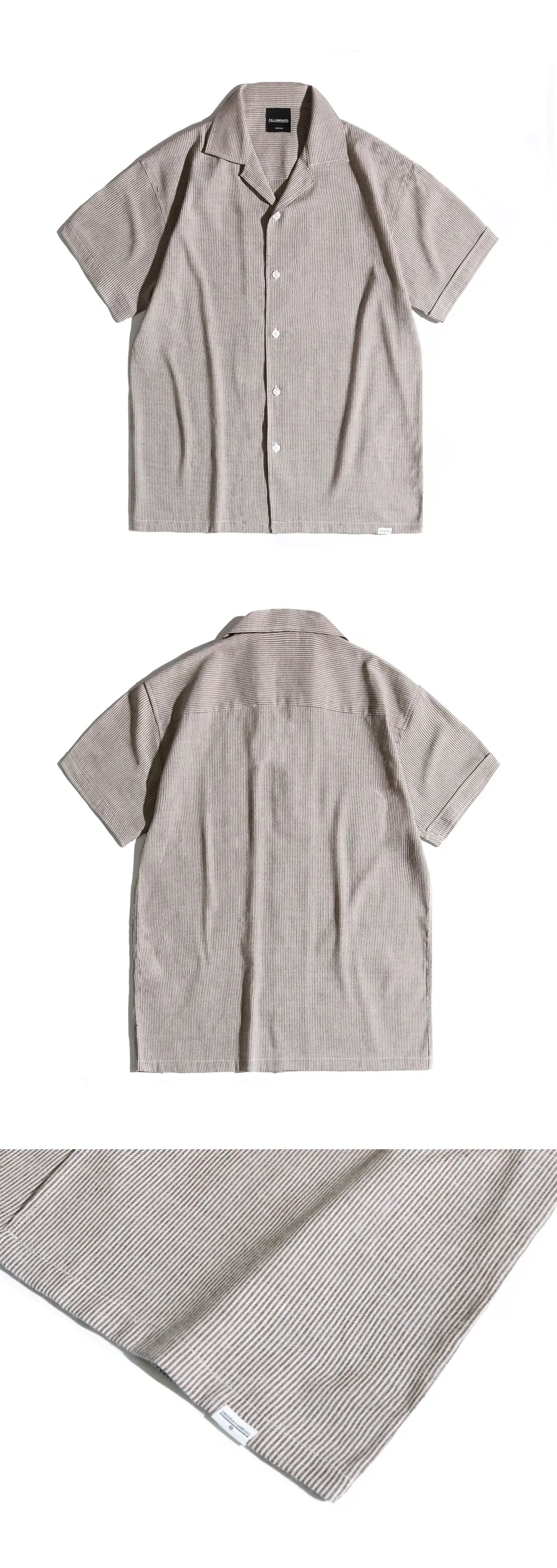 ストライプベーシックオープンカラーシャツ(ブラウン) | 詳細画像7