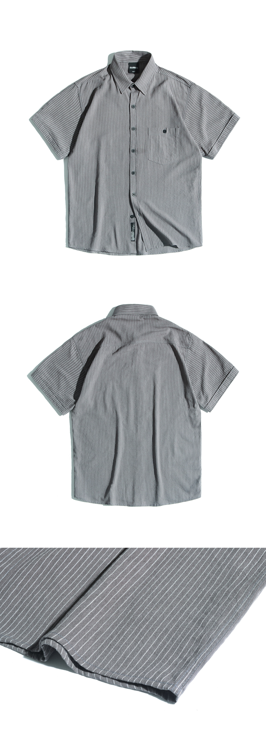 ストライプ半袖シャツ(チャコール) | 詳細画像6