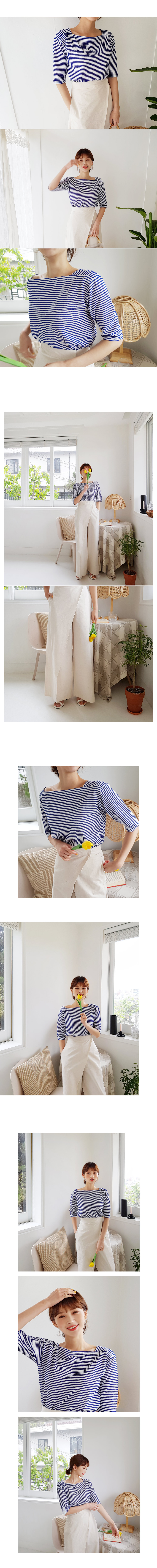 スクエアネックボーダーTシャツ・全3色 | DHOLIC | 詳細画像3