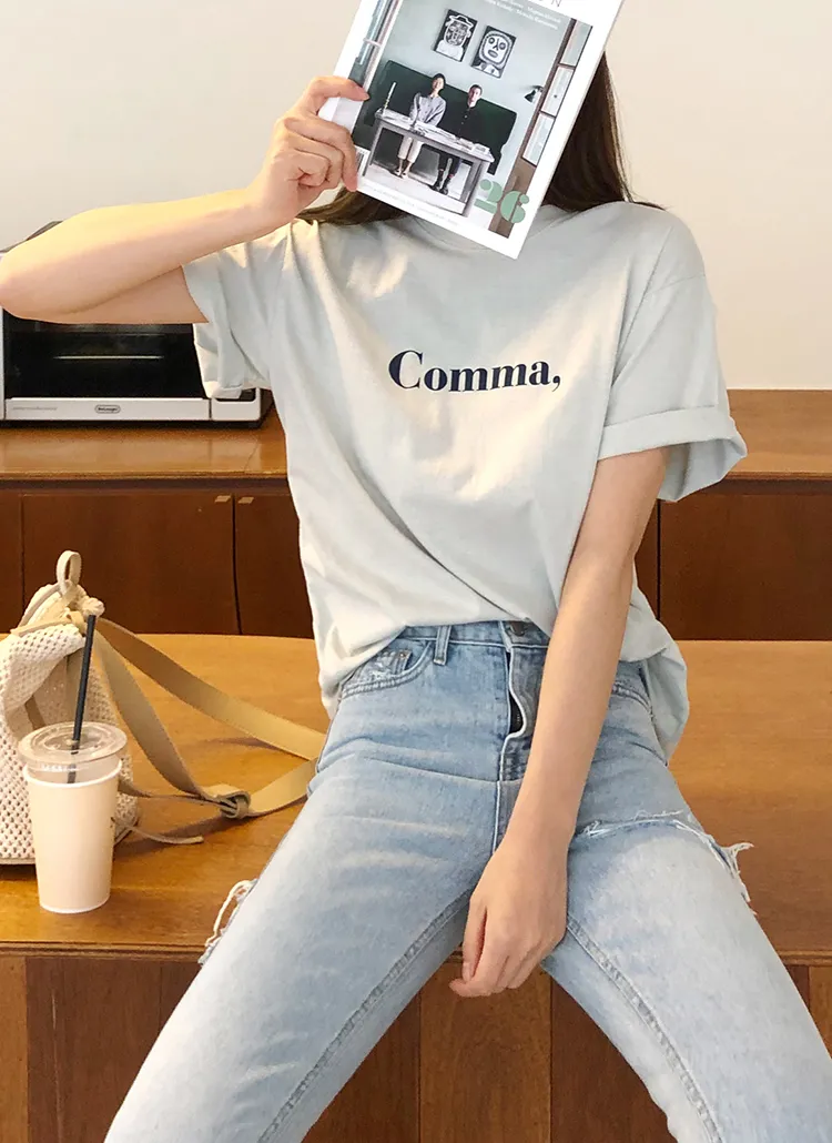 Comma,コットンTシャツ・全3色 | DHOLIC | 詳細画像1