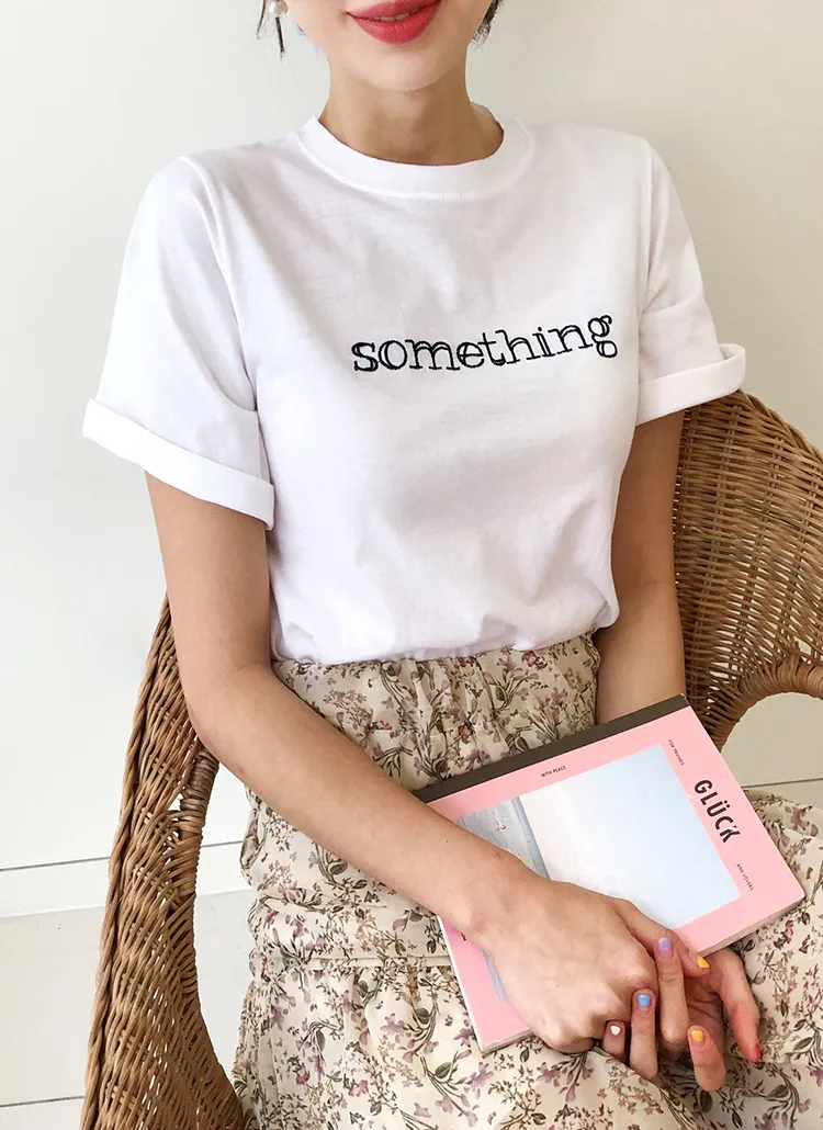 something刺繍Tシャツ・全5色 | DHOLIC | 詳細画像1