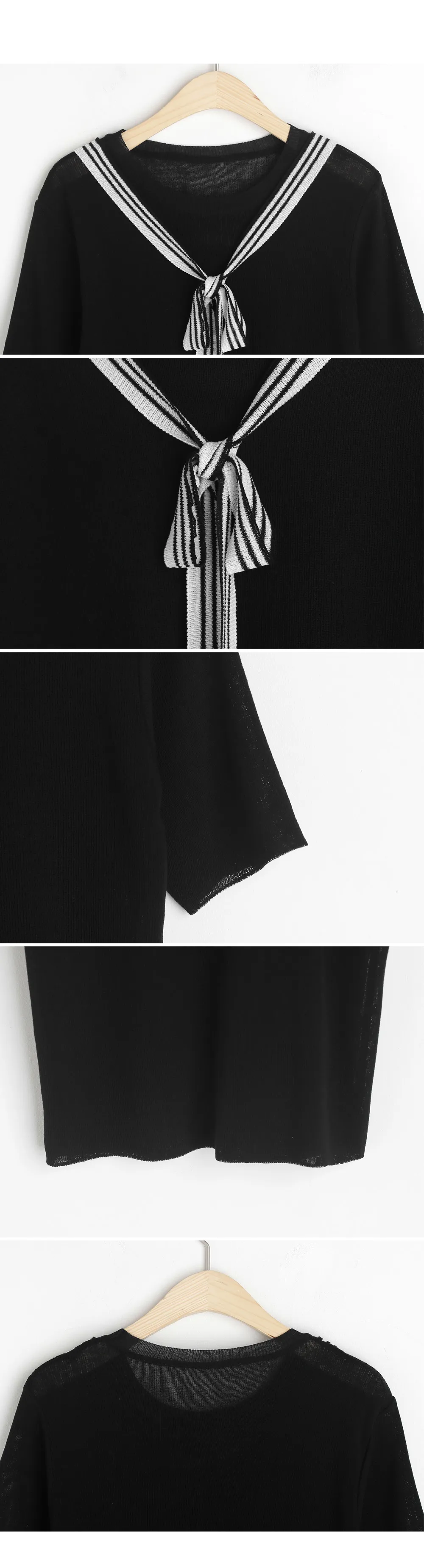 ネック配色リボン半袖ニット・全2色 | DHOLIC | 詳細画像5