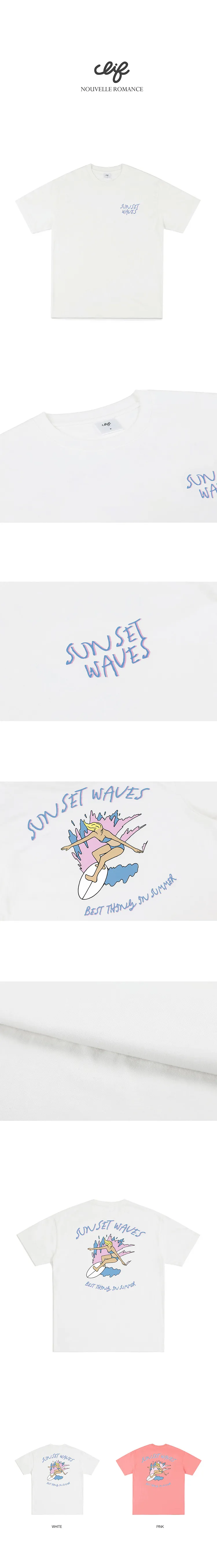 SUNSET WAVE半袖Tシャツ(ホワイト) | 詳細画像7