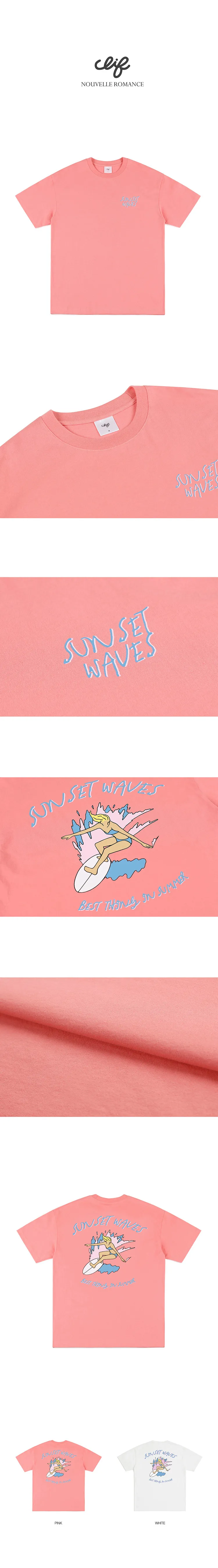 SUNSET WAVE半袖Tシャツ(コーラルピンク) | 詳細画像7