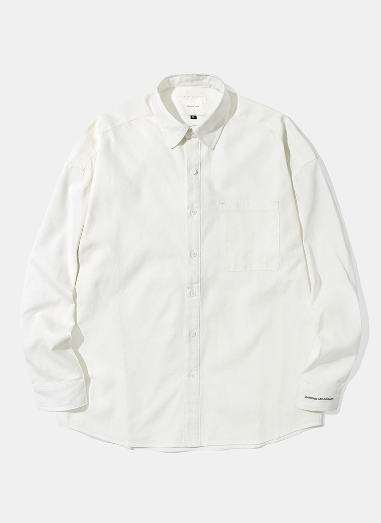 リネンコットン刺繍ポイントシャツ(オフホワイト) | 詳細画像1