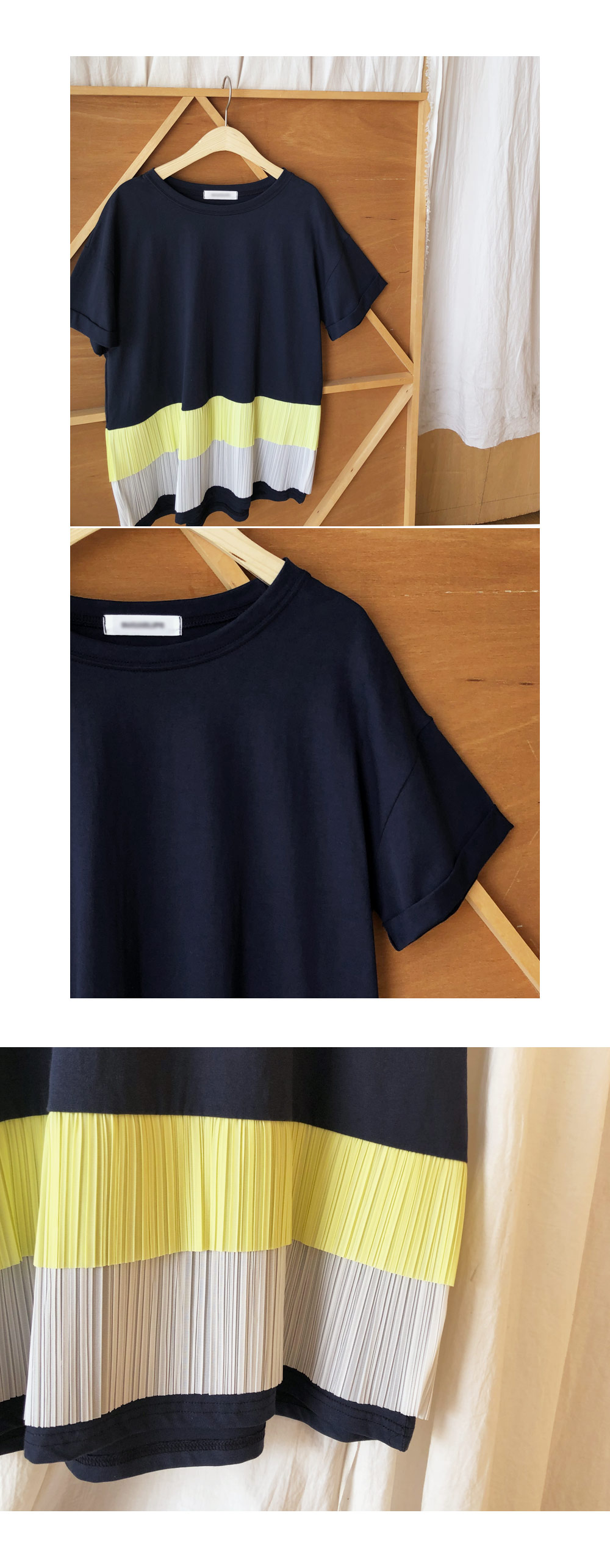 プリーツ配色ヘムTシャツ・全2色 | DHOLIC PLUS | 詳細画像5