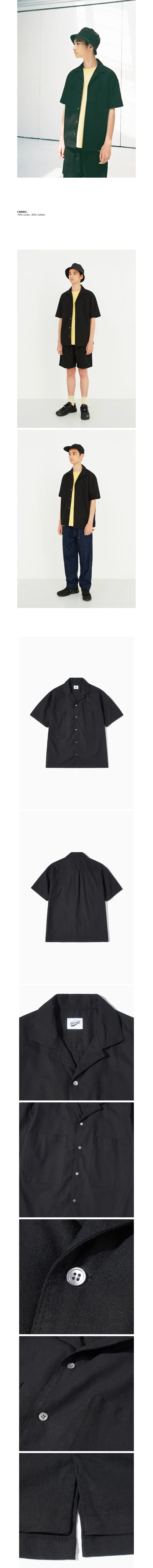 リネンコットンハーフスリーブシャツ(ブラック) | 詳細画像2