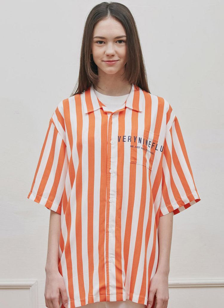 VERYストライプシャツ(オレンジ) | 詳細画像1
