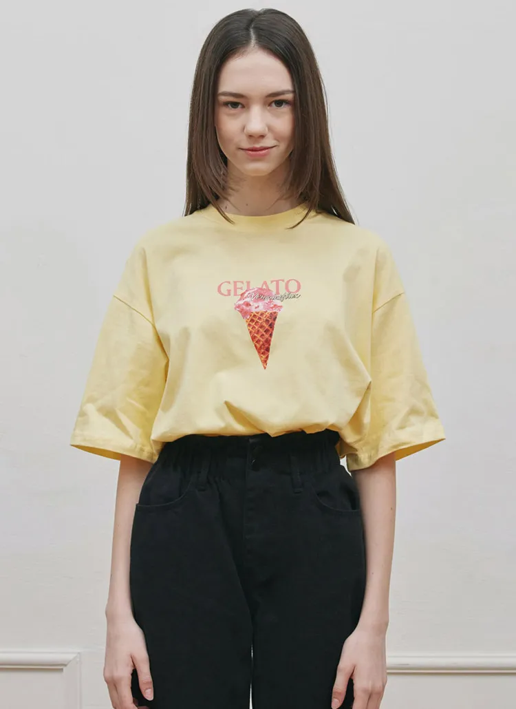 GELATOプリントTシャツ(イエロー) | 詳細画像1