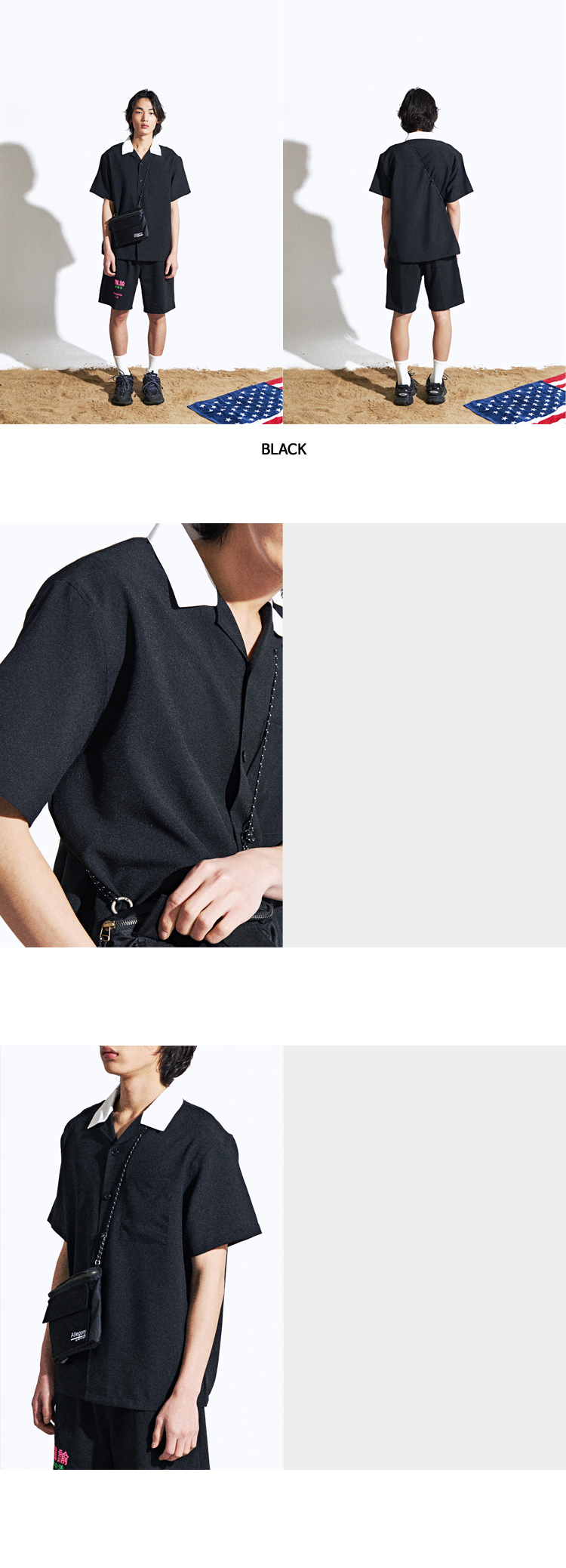 配色ポイントオープンカラーシャツ(ブラック) | 詳細画像4