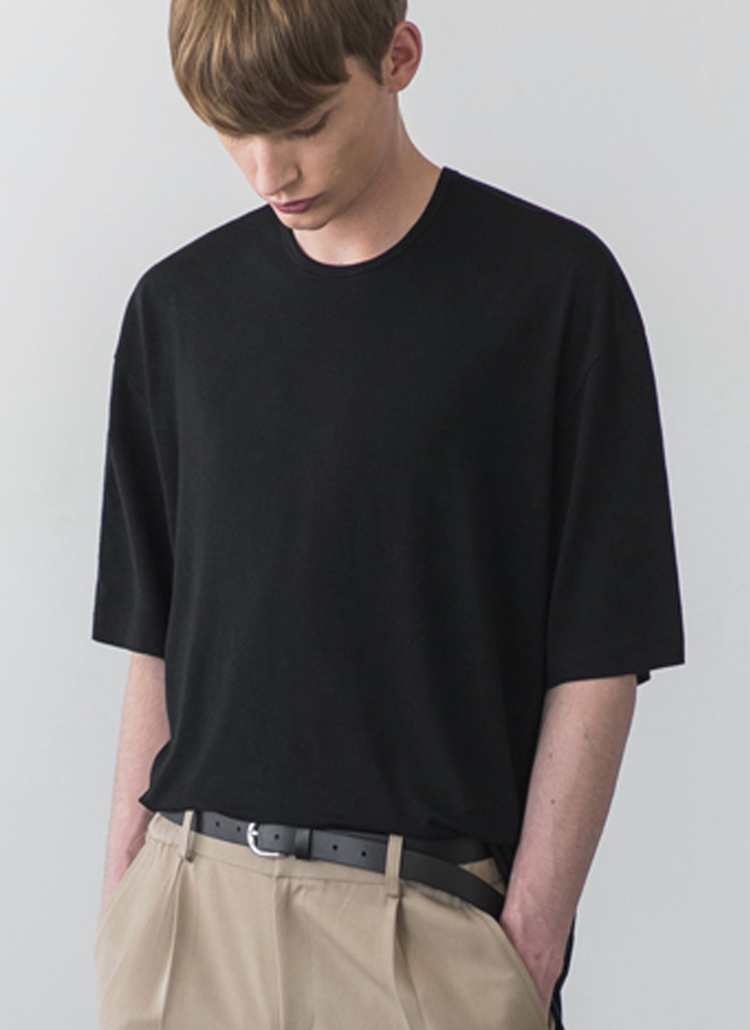 ルーズフィットテンセル混Tシャツ(ブラック) | 詳細画像1