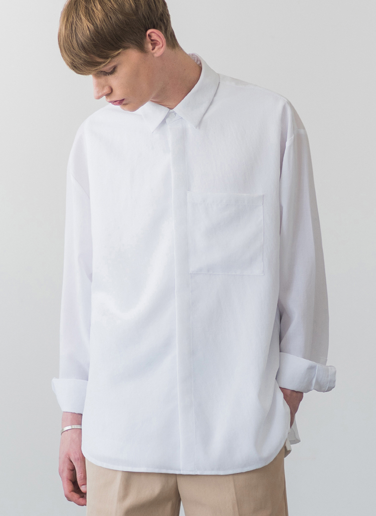 リネンテクスチャポケットシャツ(ホワイト) | 詳細画像1