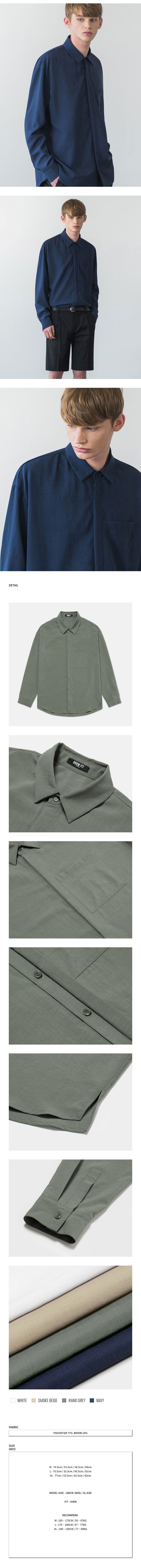 リネンテクスチャポケットシャツ(カーキグレー) | 詳細画像4