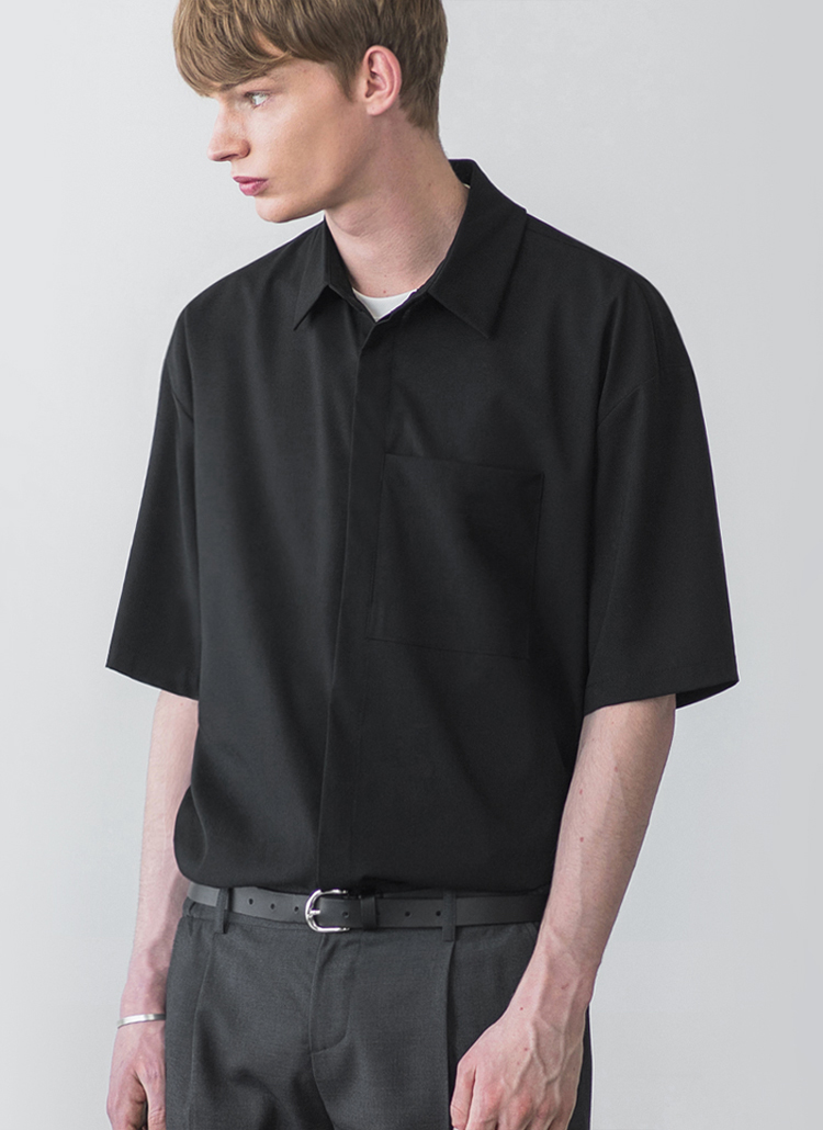 ミニマルポケットシャツ(ブラック) | 詳細画像1