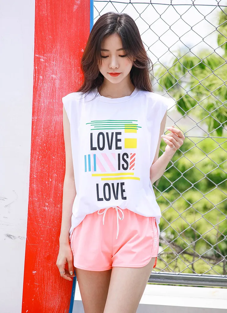 LOVEカラーポイント半袖Tシャツ | justone | 詳細画像1