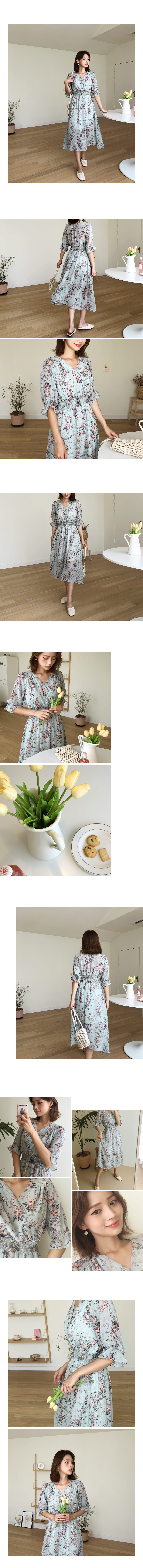 カシュクールウエストシャーリング花柄ワンピース・全3色 | DHOLIC | 詳細画像2